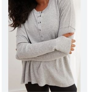 Aerie Ribbed Henley Long Sleeve